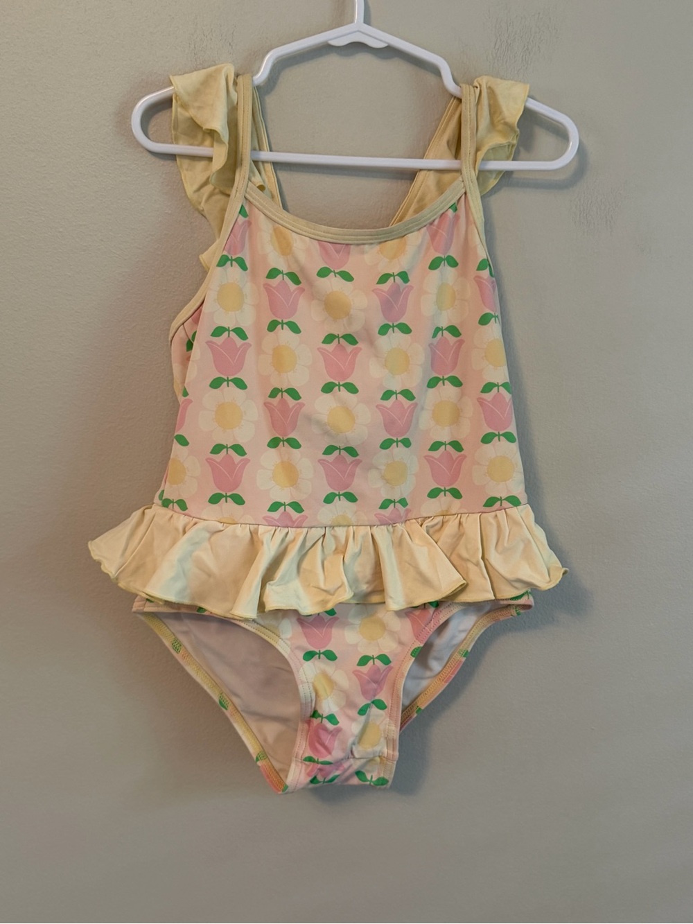 The Beaufort Bonnet Company Floral Ruffle One-Piece Swimsuit - Yellow & Pink